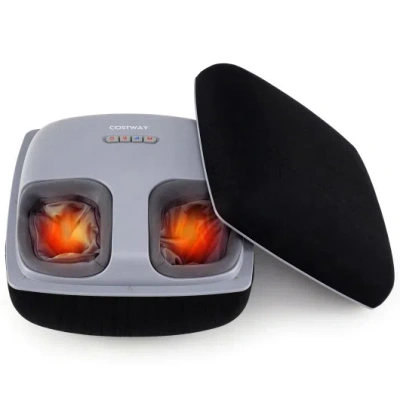 Costway Shiatsu Foot Massager With 3-level Deep Kneading And Air Compression-black In Gray