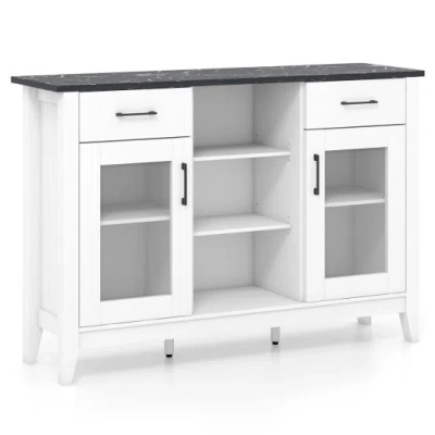 Costway Sideboard Buffet Cabinet With 2 Drawers And 4 Adjustable Shelves-white
