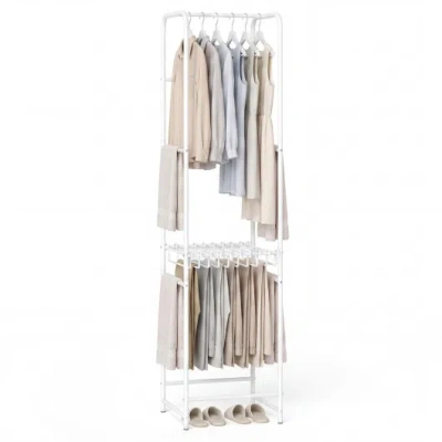 Costway Slim Coat Rack Freestanding Garment Organizer With 8 Hanging Rods In Brown