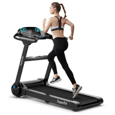 Costway Smart 2.25hp Folding Treadmill With Led Touch Display & Heart Rate Monitor In Black