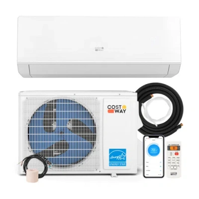 Costway Smart Mini Split Ac/heater: App, Alexa, Google Control-12000btu 24 Seer2​ 115v In White