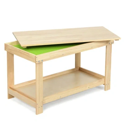 Costway Solid Multifunctional Wood Kids Activity Play Table-natural