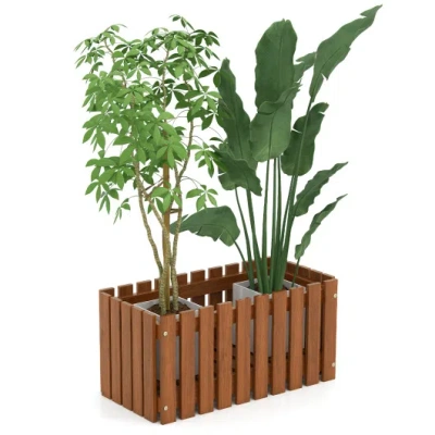 Costway Solid Wood Raised Garden Bed For Flower And Vegetable In Multi