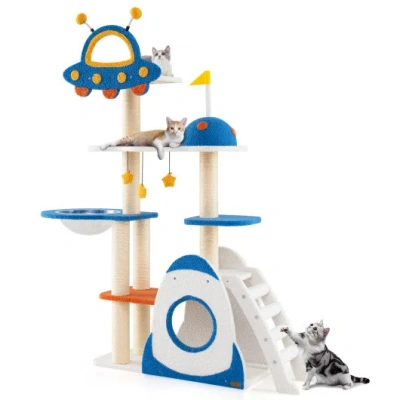 Costway Space Theme Cat Tree Multi-level Cat Tower With Sisal Covered Scratching Posts-multicolor