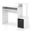 Costway Space-saving Computer Desk With Pull-out Keyboard Tray-white In White