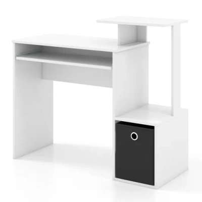 Costway Space-saving Computer Desk With Pull-out Keyboard Tray-white