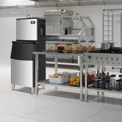 Costway Split Commercial Ice Maker 353lbs/24h Ice Machine W/ 198 Lbs Storage Bin In Silver;black