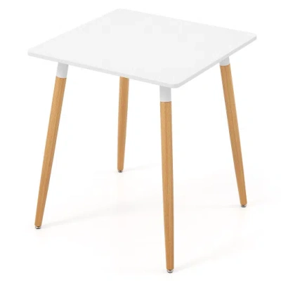 Costway Square Dining Table With Adjustable Foot Pads For Dining Room Kitchen-white In Multi