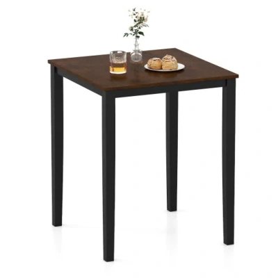 Costway Square Dining Table With Solid Wood Frame For 4-person-black In Brown