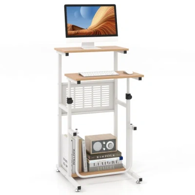 Costway Standing Desk For Small Space Sit Stand Desk With Height Adjustable Desktop In Multi