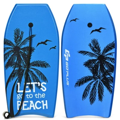 Costway Super Lightweight Bodyboard Surfing With Leash Eps Core Boarding-l In Blue