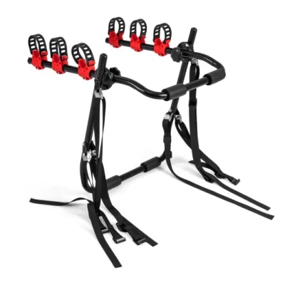 Costway Superbuy Trunk Mount 3-bike Rack With Anti-sway Straps & Soft Padding For Suv In Black