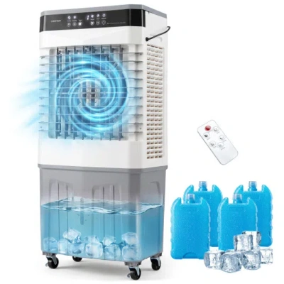 Costway Swamp Cooler 2100 Cfm 3-in-1 Evaporative Air Cooler With 7.2 Gal Water Tank-white In Multi