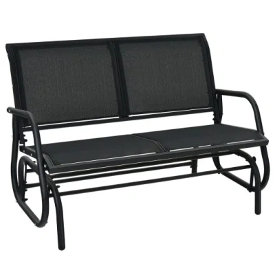 Costway Swing Glider Chair 48 Inch Loveseat Rocker Lounge Backyard-black