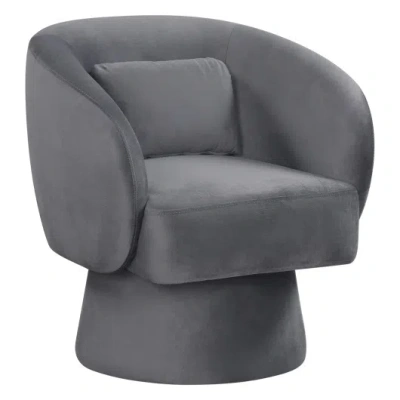 Costway Swivel Accent Chair Upholstered Barrel Chair With Curved Back And Removable Lumbar Pillow-gray