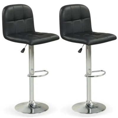 Costway Swivel Bar Stools Set Of 2 With Footrests And Metal Base-black