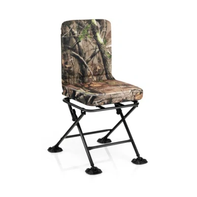 Costway Swivel Folding Chair With Backrest And Padded Cushion-camouflage In Black