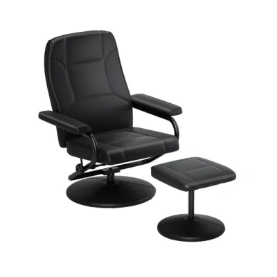 Costway Swivel Lounge Chair Recliner With Ottoman-black