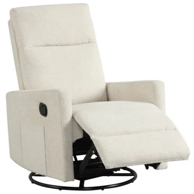 Costway Swivel Rocking Chair 360° Nursery Reclining Rocker Armchair With Cushioned Back-beige In White