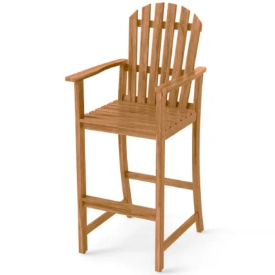 Costway Tall Adirondack Chair With Armrests And Footrest For Deck-natural In Brown