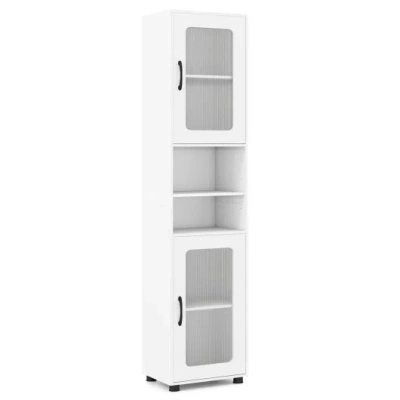 Costway Tall Bathroom Storage Cabinet 67 Inches Freestanding Storage Organizer-white