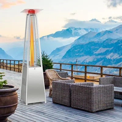 Costway Tall Pyramid Pyramid 42000 Btu Propane Standing Patio Heater In Silver