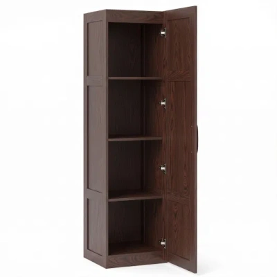 Costway Tall Storage Cabinet With 4 Storage Shelves For Bathroom Living Room-brown