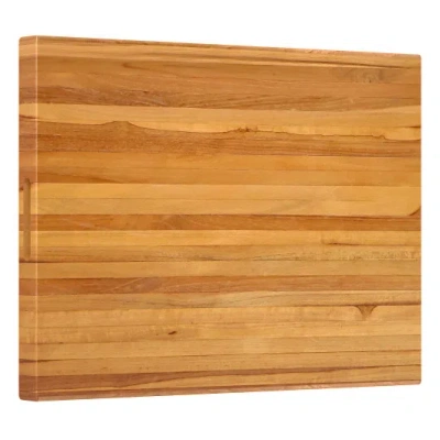 Costway Teak Wood Cutting Board Extra Large 24 Inch Reversible Cutting Board With Handle In Brown