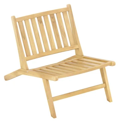 Costway Teak Wood Outdoor Reclining Chair With Comfortable Backrest In Brown