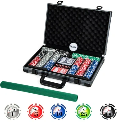 Costway Texas Holdem Poker Chip Set Casino Poker Chips With 400 Pieces Chips-black In Multi