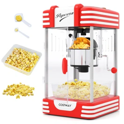 Costway Theater Style Countertop Popcorn Maker With Stainless Steel Kettle-red In Multi