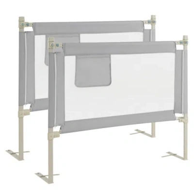 Costway Toddler Bedrail With Side Pocket And 24 Adjustable Heights-gray