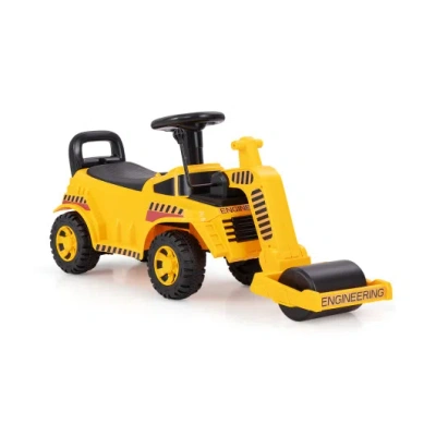 Costway Toddler Ride On Car With Adjustable Roller And Under-seat Storage-yellow In Gold