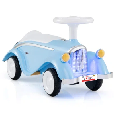 Costway Toddler Ride On Toy Classic Sliding Car With Horn And Led Headlight-blue