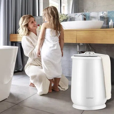 Costway Towel Warmer Bucket Bathroom 21l Towel Heater With Flip-top Lid & Auto Shut Off White