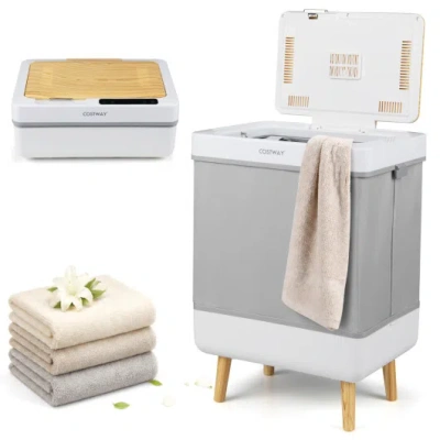 Costway Towel Warmer Bucket With Foldable Design And Auto Shut Off For Bathroom-natural In Gray