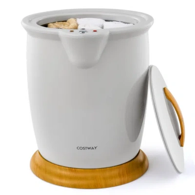 Costway Towel Warmer Bucket With Fragrance Holder And Auto Shut-gray In White