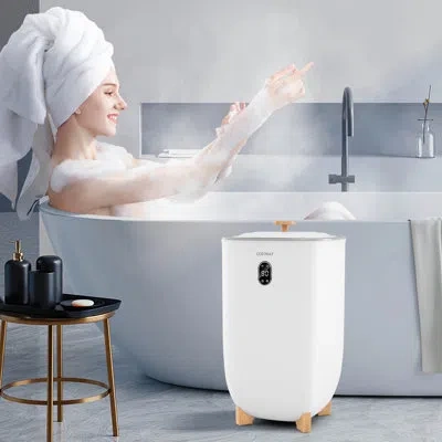 Costway Towel Warmer For Bathroom With 2 Heat Levels Timer Auto Shut Off Towel Heater In White