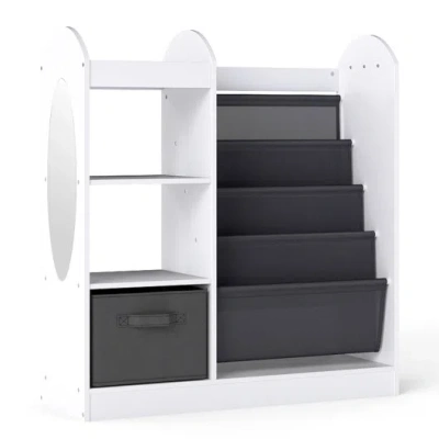 Costway Toy Storage Organizer With 4-tier Sling Shelves-white