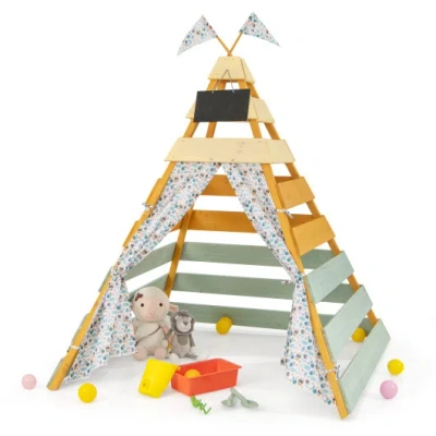 Costway Triangle Hideaway Playhouse With Removable Chalkboard For Indoor And Outdoor In Multi