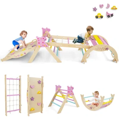 Costway Triangle Set 8-in-1 Foldable Baby Climbing Toys Unicorn Theme In Multi