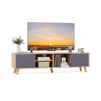 Costway Tv Stand Cabinet For Tvs Up To 65 Inch With Open Shelf For Living Room In Animal Print