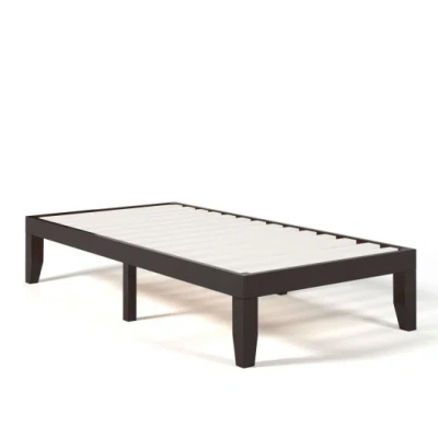 Costway Twin Size 14 Inch Wooden Slats Bed Mattress Frame-brown