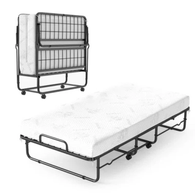 Costway Twin Size Folding Bed With 5-inch Mattress And Metal Frame For Apartment In Multi