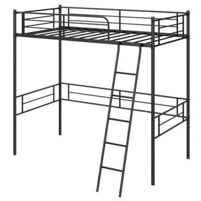 Costway Twin Size Loft Bed Metal Bed Frame With Ladder And Guardrails-black
