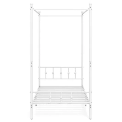 Costway Twin Size Metal Canopy Bed Frame With Headboard And Footboard-white