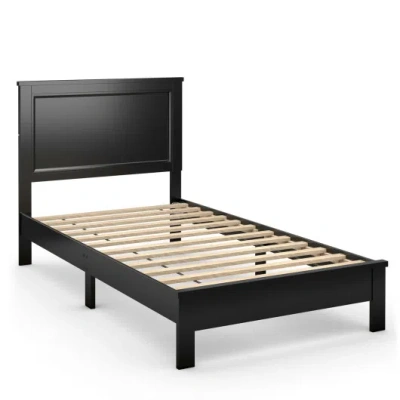 Costway Twin Size Platform Bed Frame With Rubber Wood Leg-black