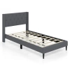 Costway Twin Size Upholstered Platform Bed With Button Tufted Wingback Headboard-gray In Multi