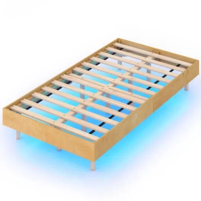 Costway Twin/full/queen Size Floating Bed Frame With Led Lights For Bedroom-twin In Blue