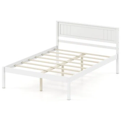 Costway Twin/full/queen Size Sturdy Wooden Bed Frame With Headboard And Slat Support-full Size In Multi